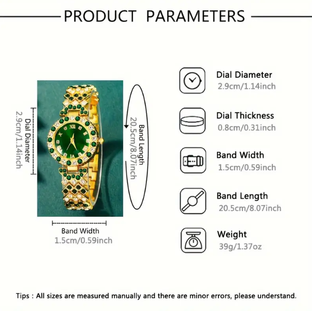 Glamorous and Luxurious Style Green Quartz Watch