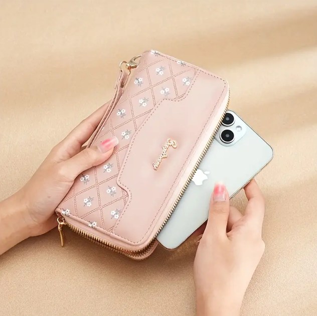 Ladies Multifunctional Wallet With Embroidered Casual Style